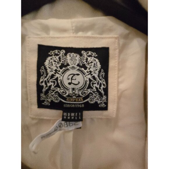 Esprit Cream Women's M Double-Breasted Wool Belted Peacoat w Black Buttons Y2K - Picture 6 of 6